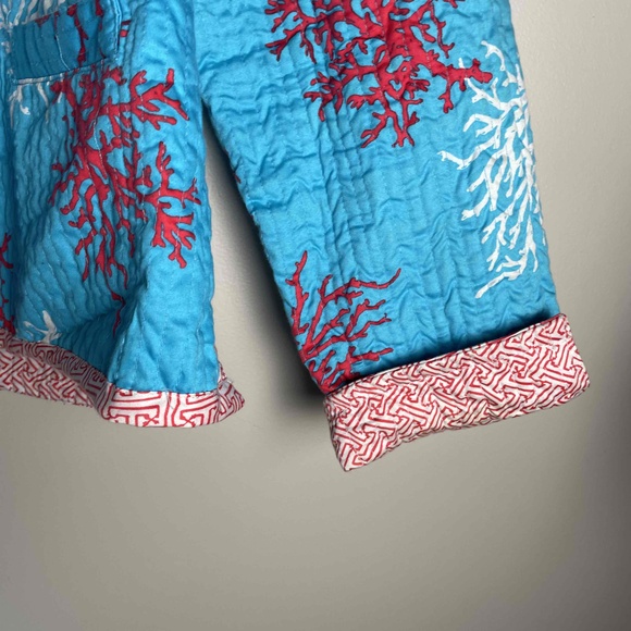 Patty Kim Women's Coral Pattern  Asian Kimono Inspired Reversible‎ Jacket M - Picture 4 of 11